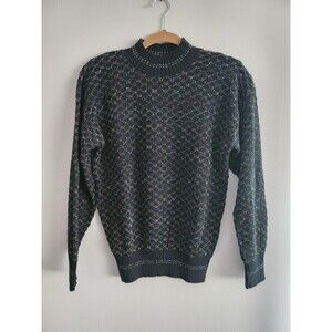 Vintage Kenneth Too! Iridescent Sparkly Striped Black Sweater